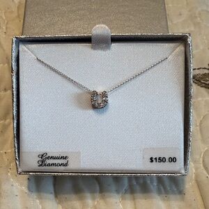 Diamond Horseshoe Necklace (Sterling Silver)